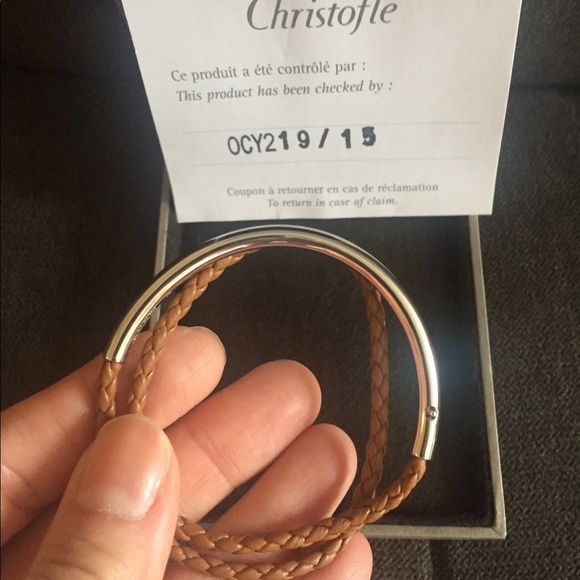 New $250 Christofle Tan Duo Complice Bracelet - Picture 4 of 4